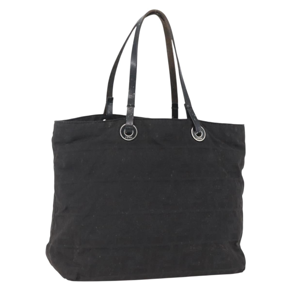 FENDI Zucca Canvas Hand Bag Black Auth ka757