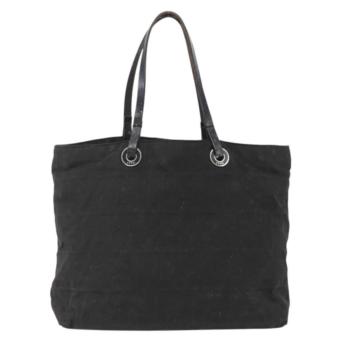 FENDI Zucca Canvas Hand Bag Black Auth ka757