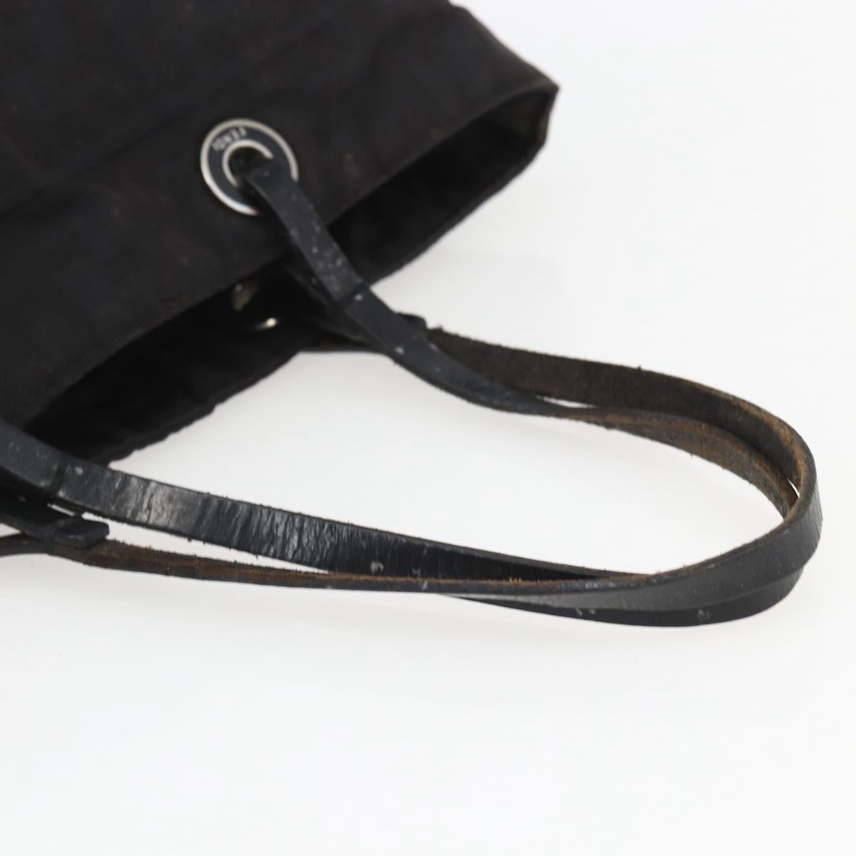 FENDI Zucca Canvas Hand Bag Black Auth ka757