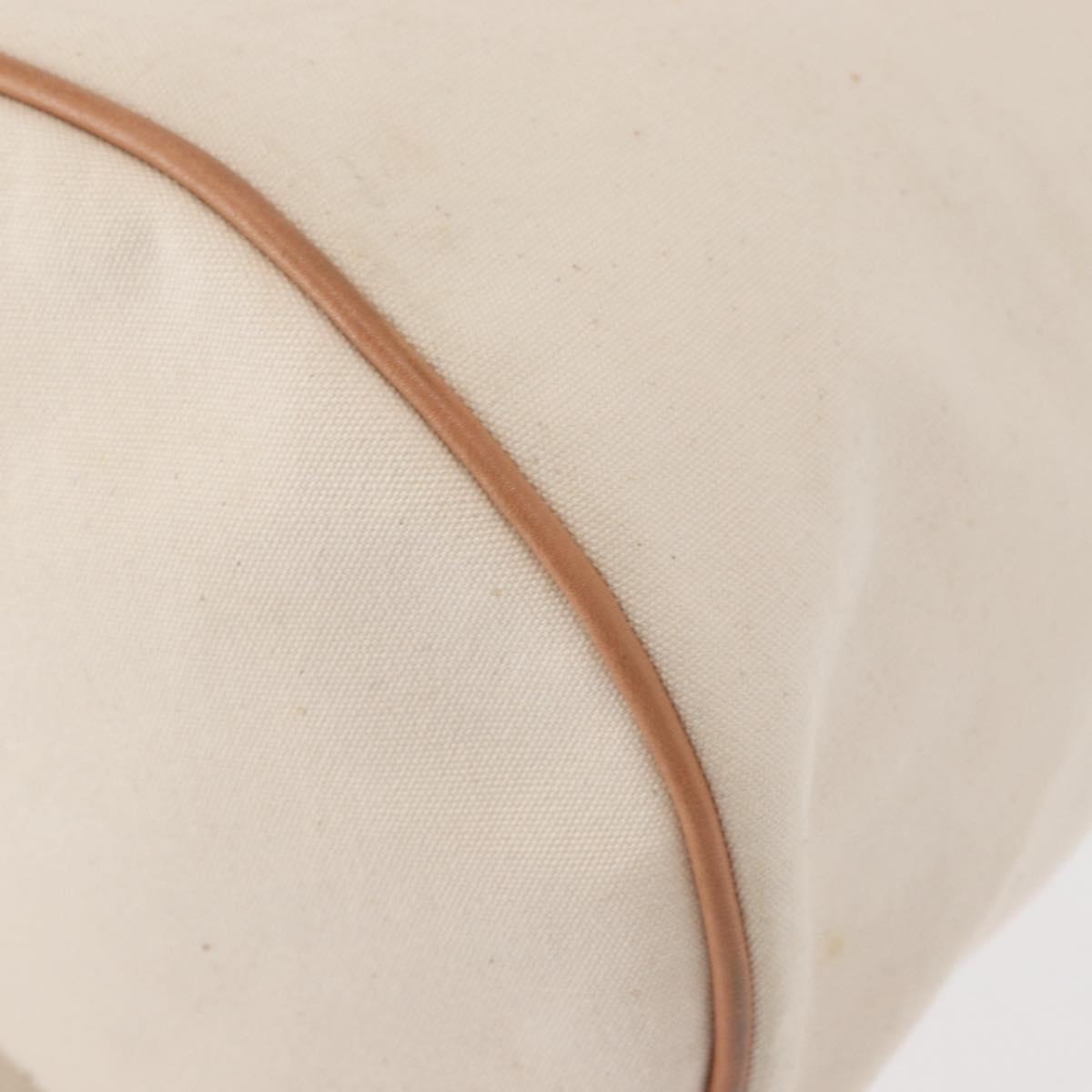 HERMES Porochon Mimir GM Shoulder Bag Canvas White Gold Auth ka758