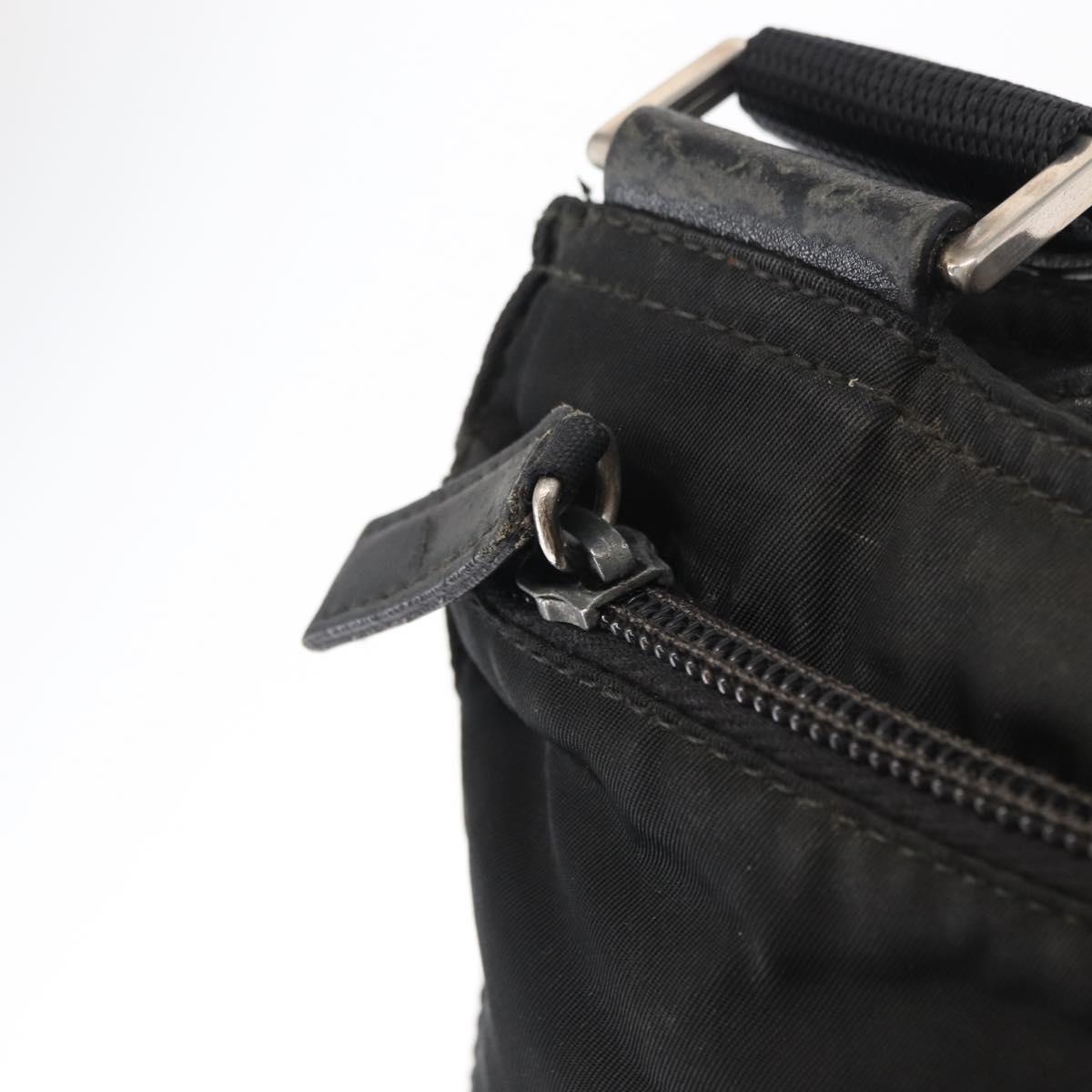 PRADA Shoulder Bag Nylon Black Silver Auth ka765