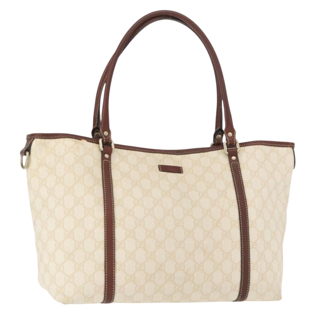 GUCCI GG Supreme Tote Bag PVC Cream Gold 197953 Auth ka766
