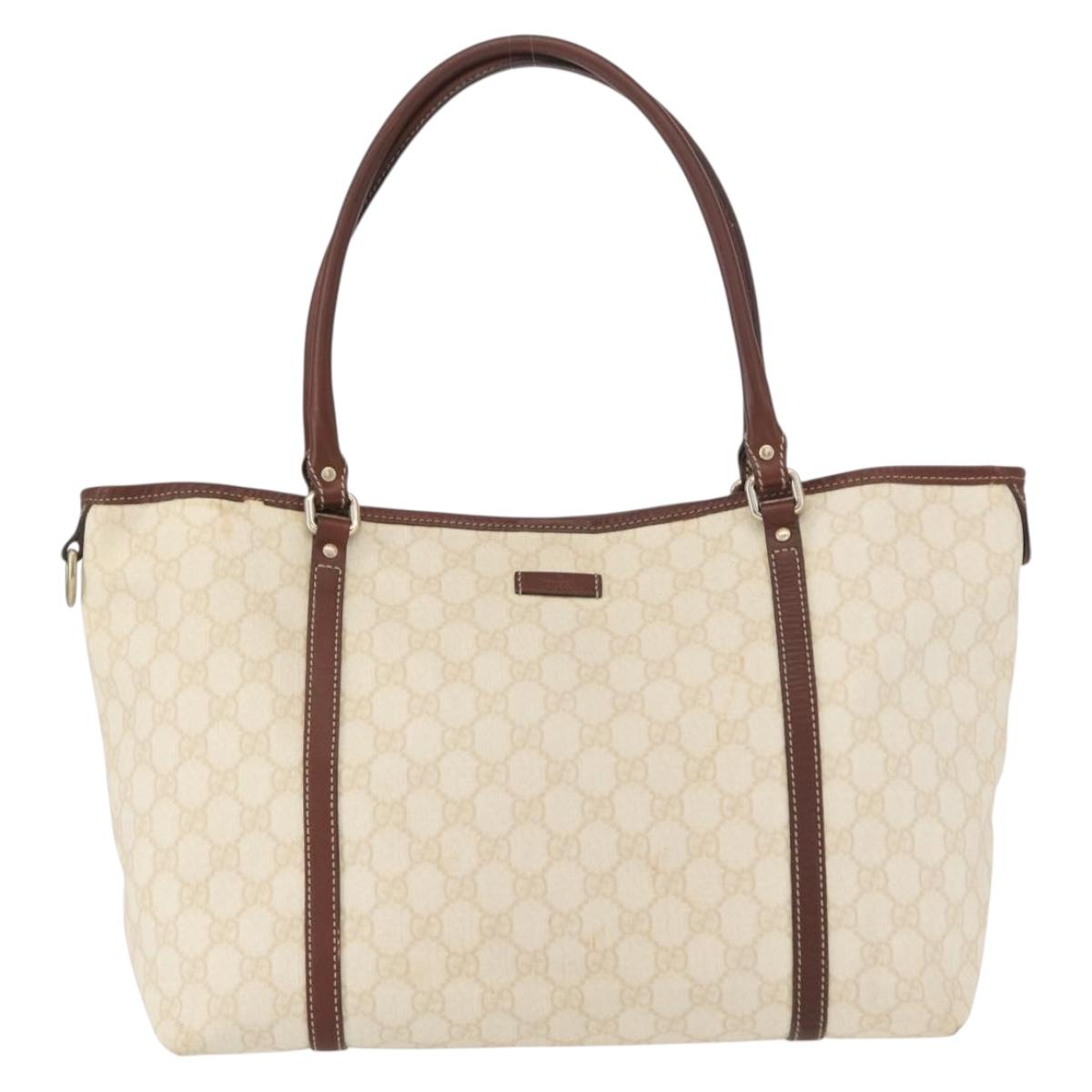 GUCCI GG Supreme Tote Bag PVC Cream Gold 197953 Auth ka766