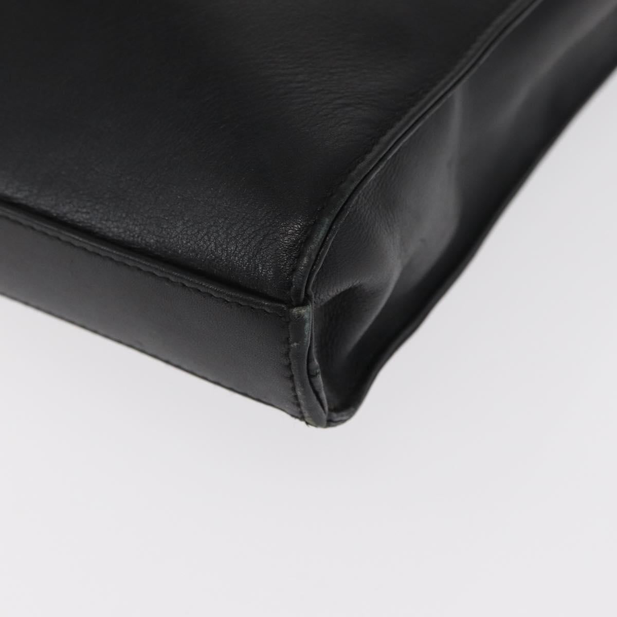 GUCCI Bamboo Hand Bag Leather Black Gold 001 2855 1875 0 Auth ka770