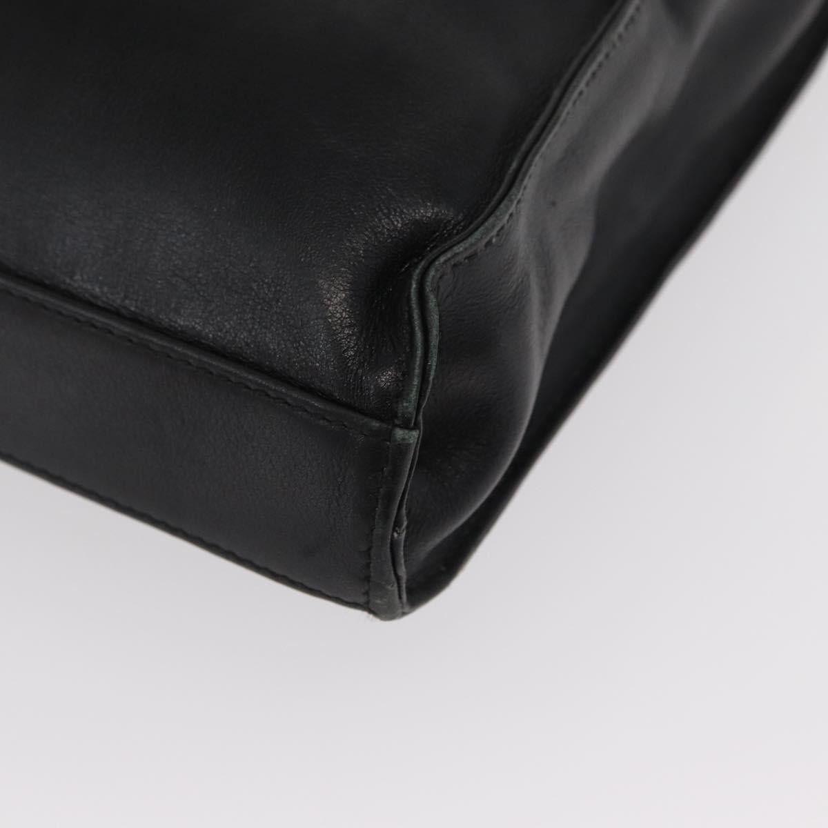 GUCCI Bamboo Hand Bag Leather Black Gold 001 2855 1875 0 Auth ka770