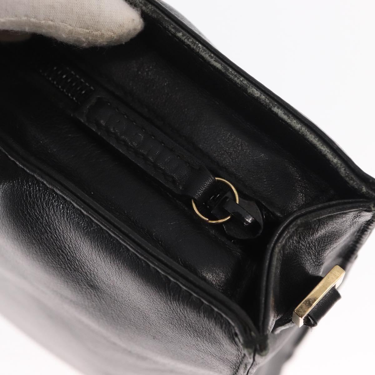GUCCI Bamboo Hand Bag Leather Black Gold 001 2855 1875 0 Auth ka770