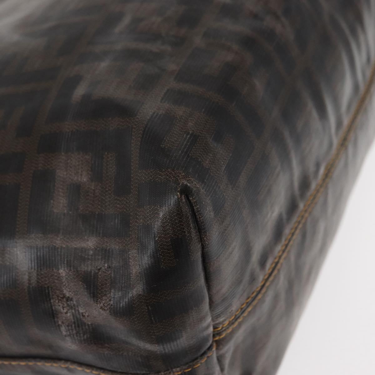 FENDI Zucca Canvas Tote Bag Coated Canvas Black Brown Auth ka771