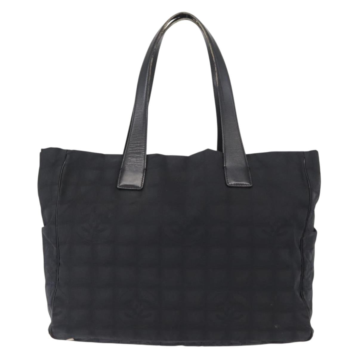 CHANEL New Travel Line Tote Bag Nylon Black Gold CC Auth ka772