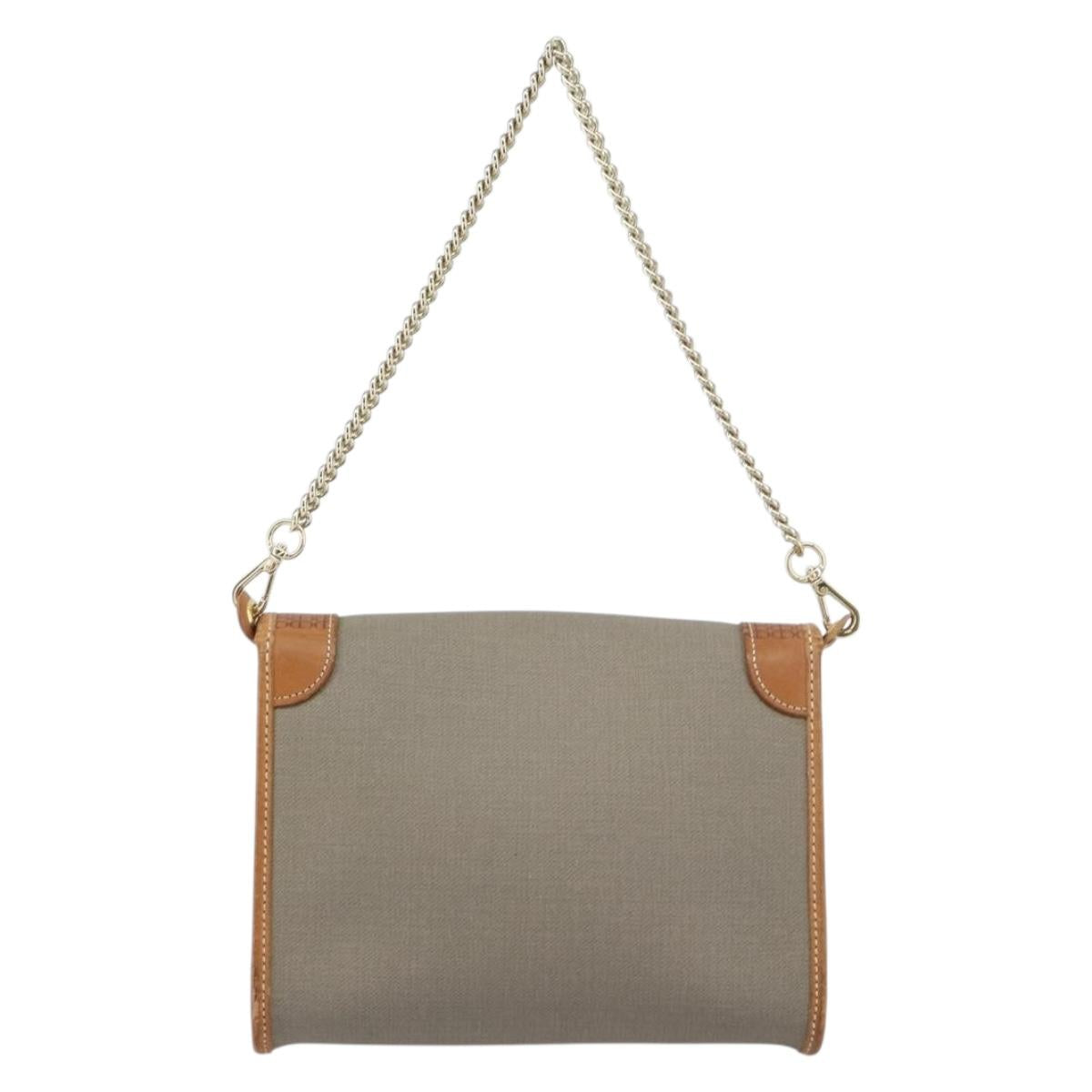 Christian Dior Shoulder Bag PVC Gray Gold Auth ka778