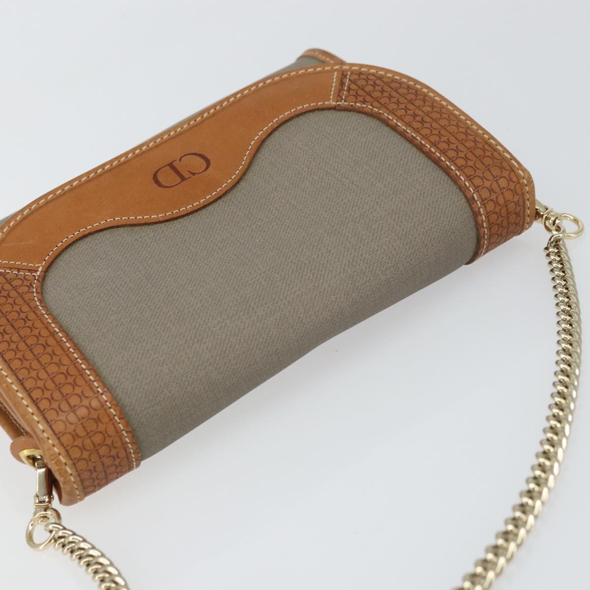 Christian Dior Shoulder Bag PVC Gray Gold Auth ka778