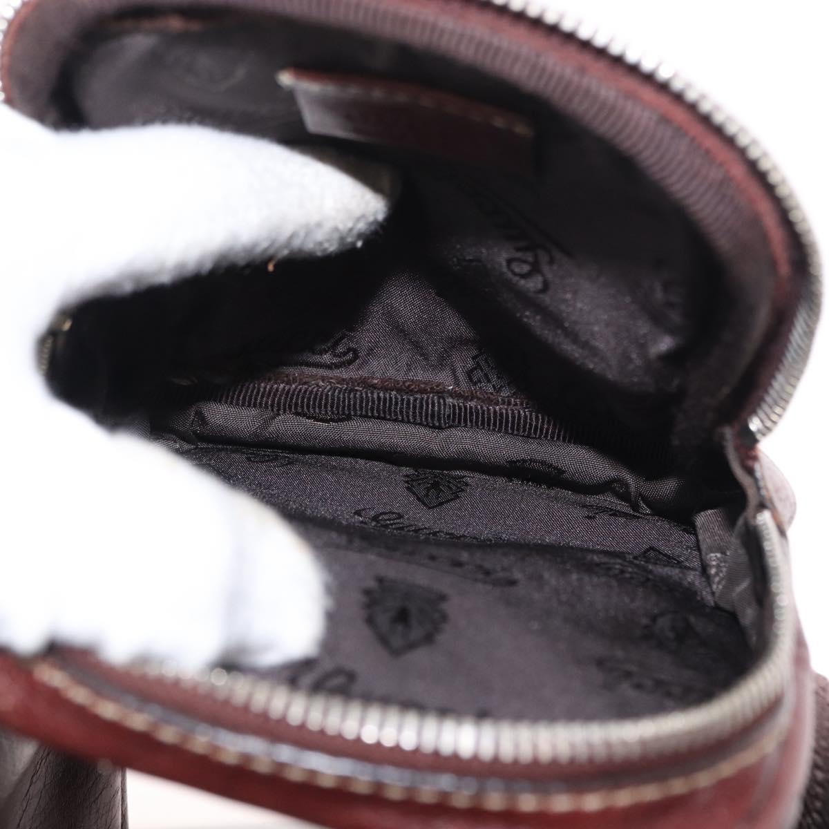 GUCCI Waist Bag Leather Bordeaux Silver 201846 Auth ka781