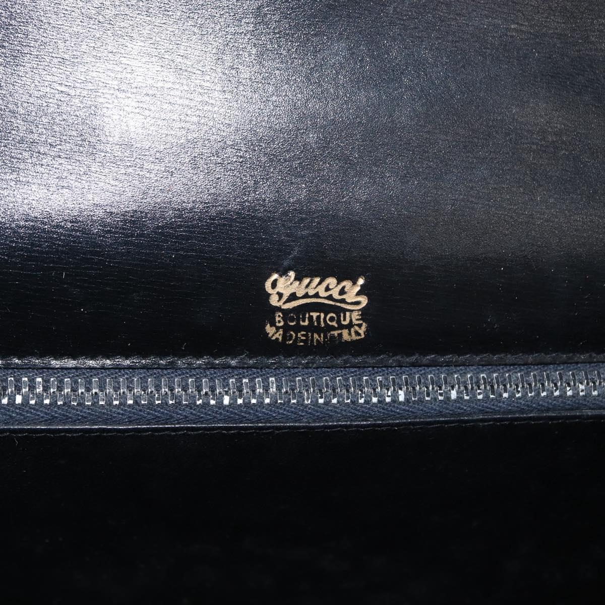 GUCCI Shoulder Bag Leather Black Gold Auth ka783