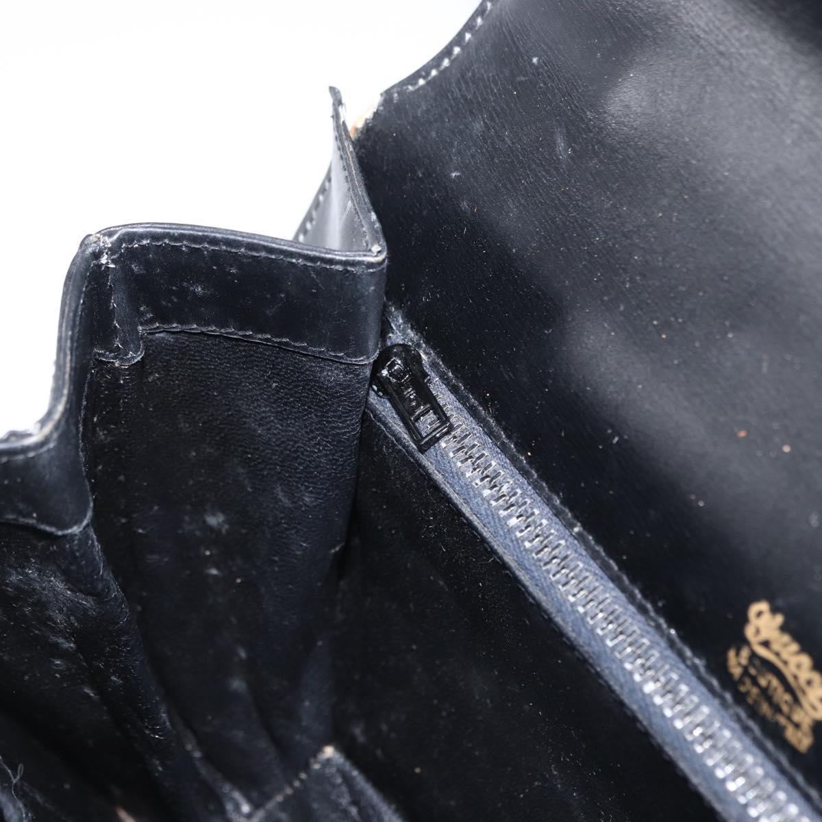 GUCCI Shoulder Bag Leather Black Gold Auth ka783