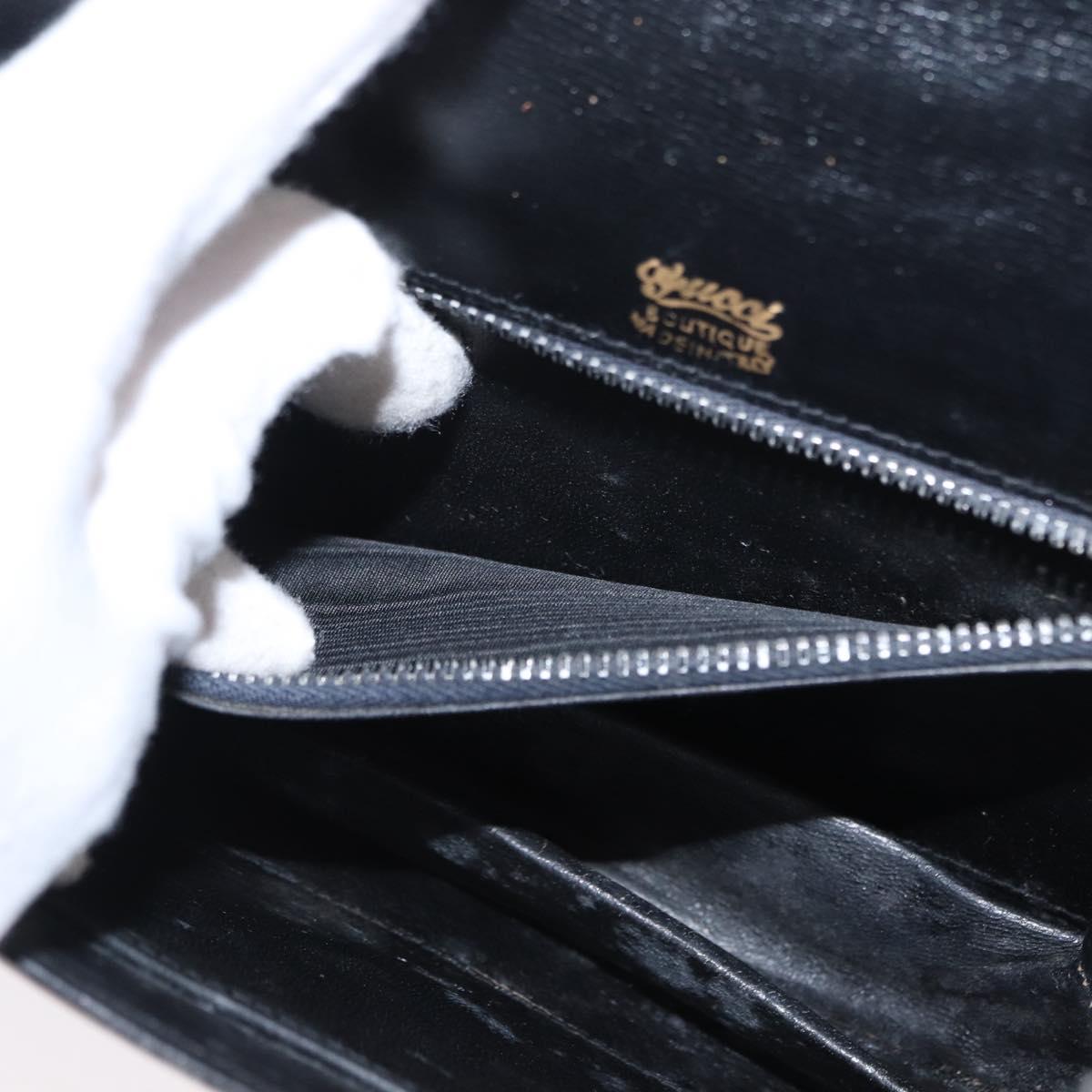 GUCCI Shoulder Bag Leather Black Gold Auth ka783