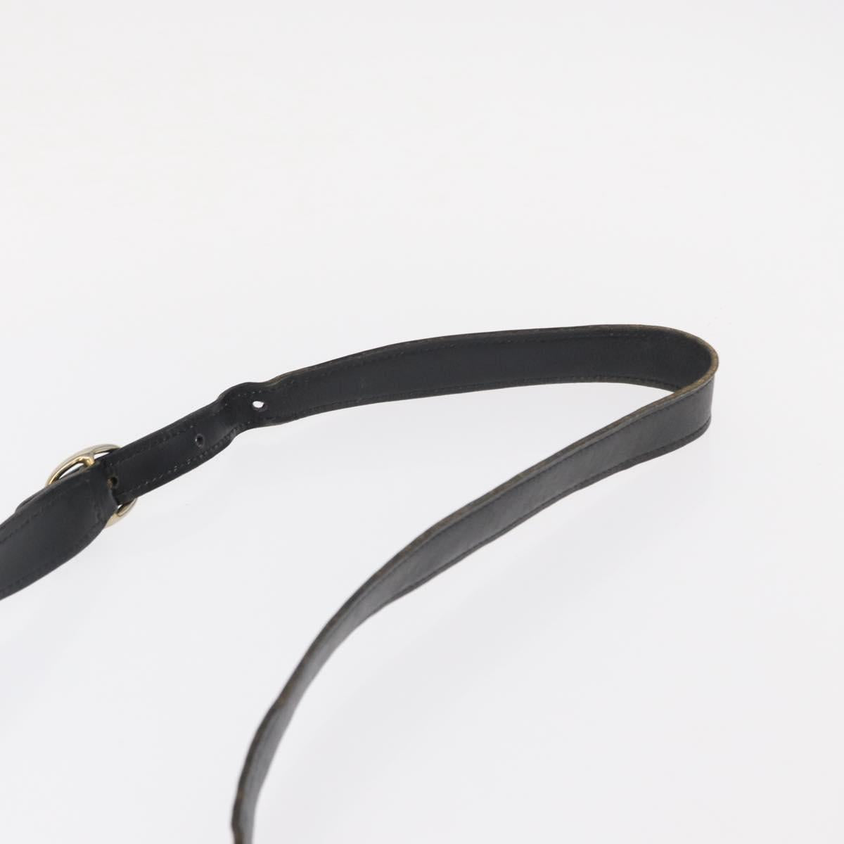 GUCCI Shoulder Bag Leather Black Gold Auth ka783