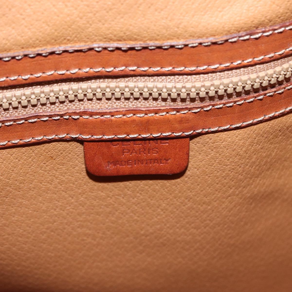 CELINE Macadam Canvas Shoulder Bag PVC Leather 2way Brown Gold Auth ka784