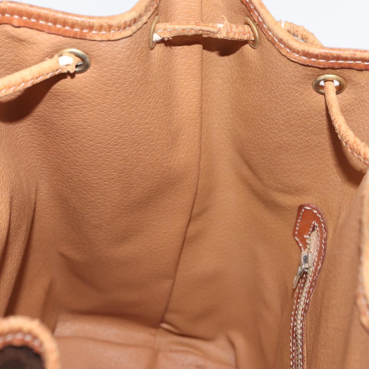 CELINE Macadam Canvas Shoulder Bag PVC Leather 2way Brown Gold Auth ka784