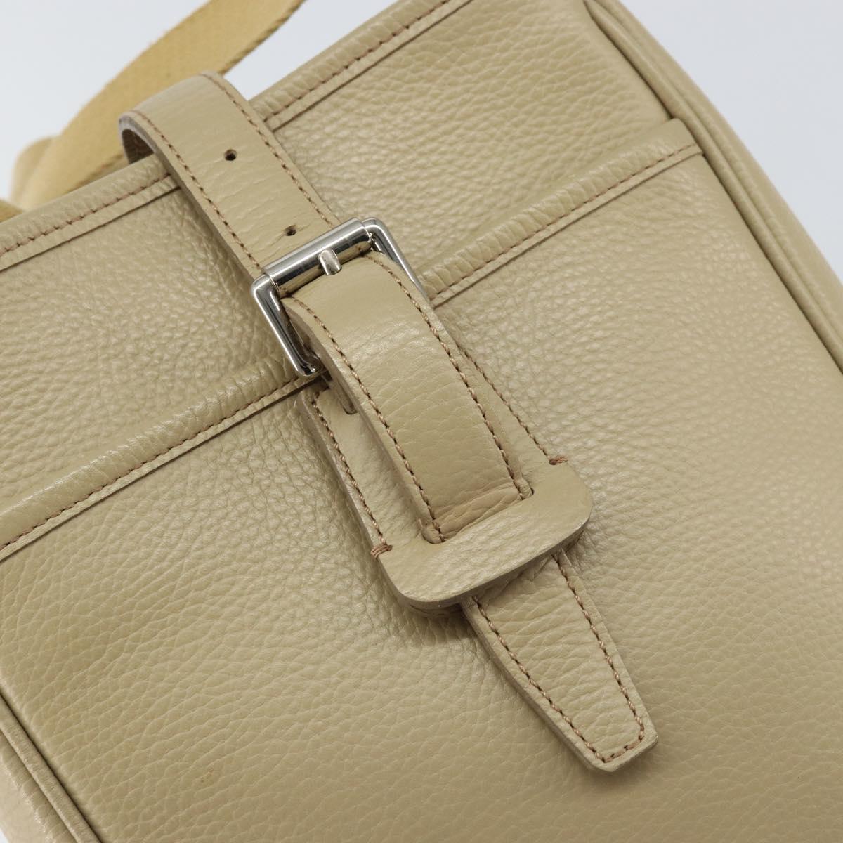 BURBERRY Shoulder Bag Leather Beige Silver Auth ka786