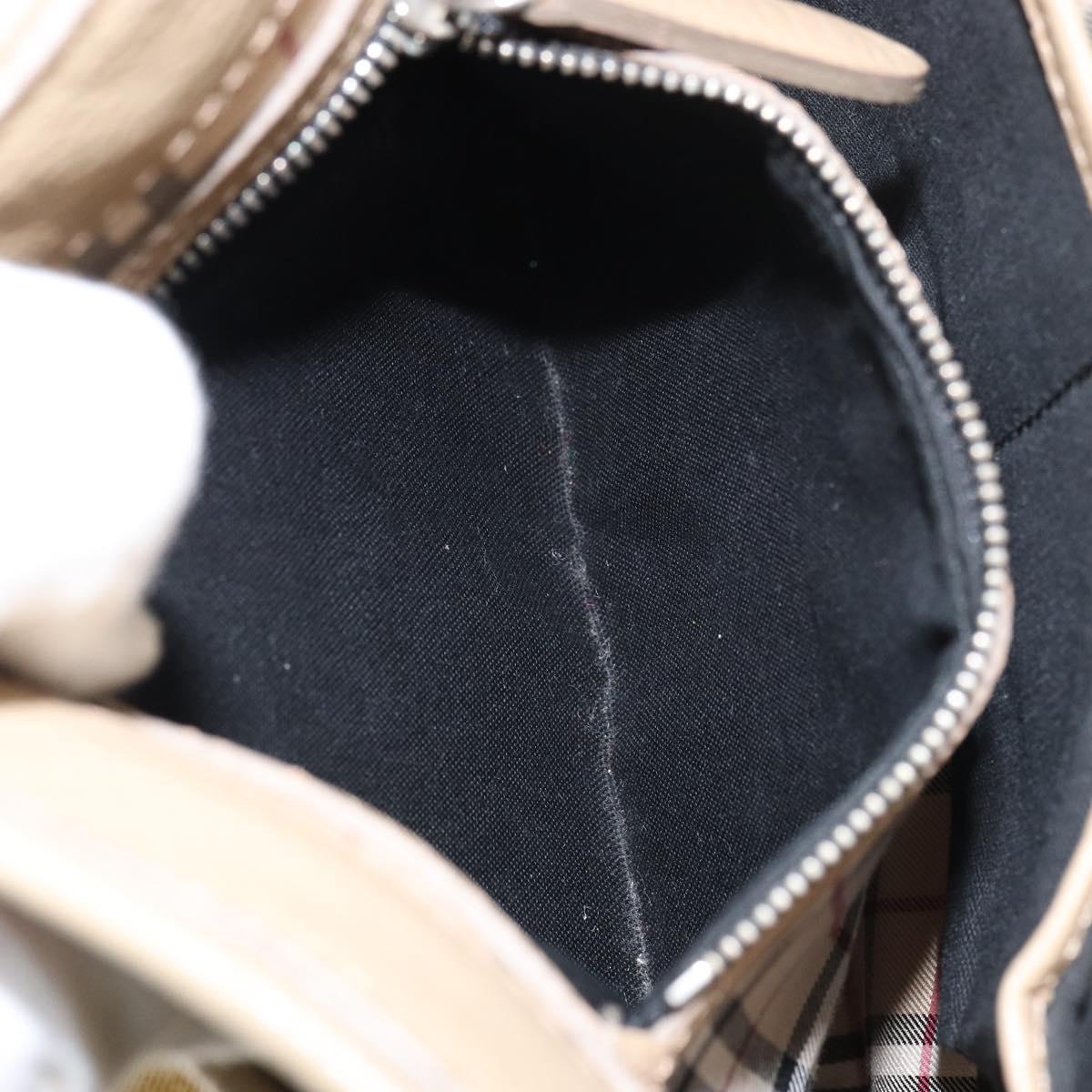 BURBERRY Shoulder Bag Leather Beige Silver Auth ka786