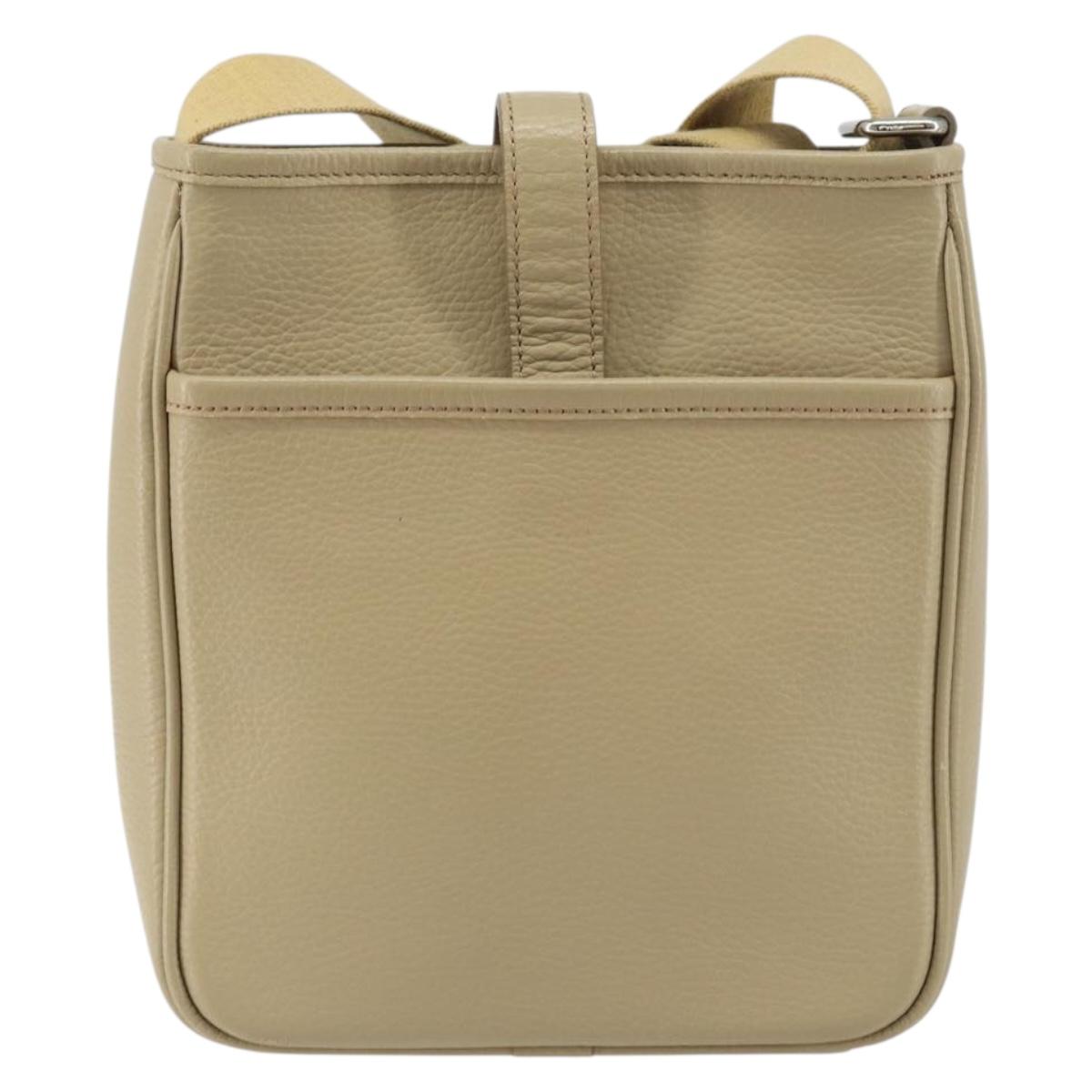 BURBERRY Shoulder Bag Leather Beige Silver Auth ka786