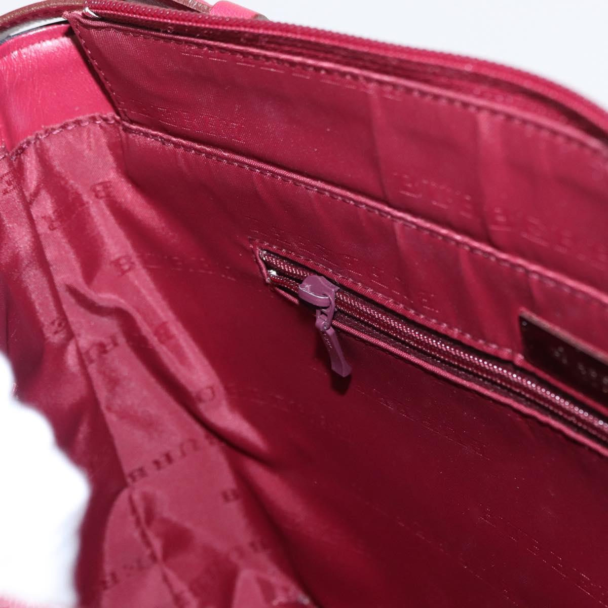 BURBERRY Nova Check Shoulder Bag Nylon Leather Gray Silver Auth ka787