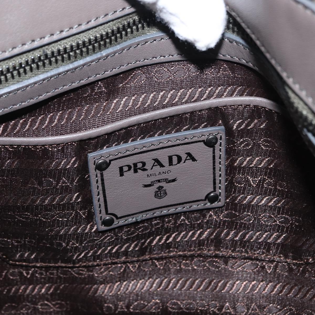 PRADA Shoulder Bag Nylon Leather Gray Auth ka788