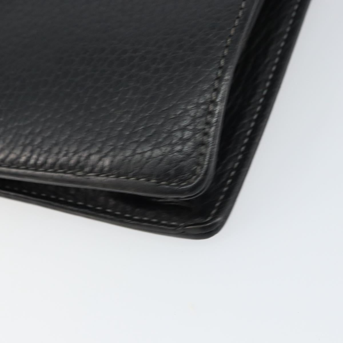 Burberrys Clutch Bag Leather Black Auth ka790