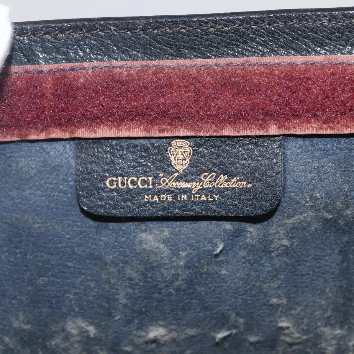 GUCCI GG Supreme Sherry Line Clutch Bag PVC Navy Red 84 014 2125 23 Auth ka792