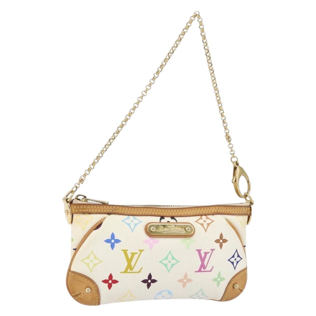 LOUIS VUITTON Multicolor Pochette Mira MM Pouch White M60096 LV Auth ka797SAV