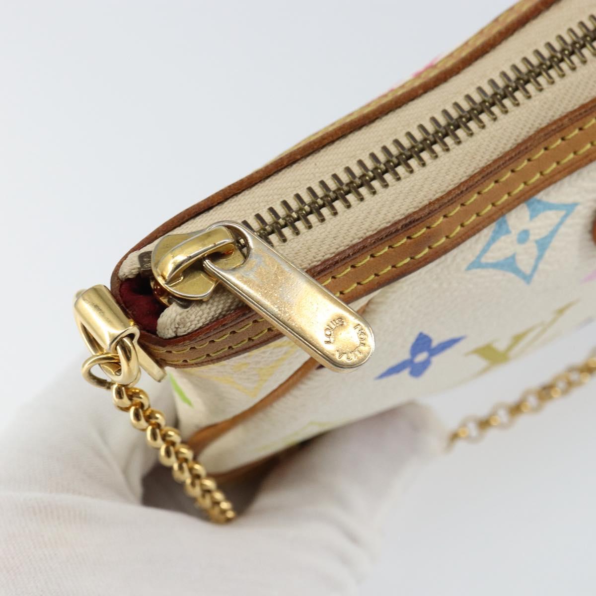 LOUIS VUITTON Multicolor Pochette Mira MM Pouch White M60096 LV Auth ka797SAV