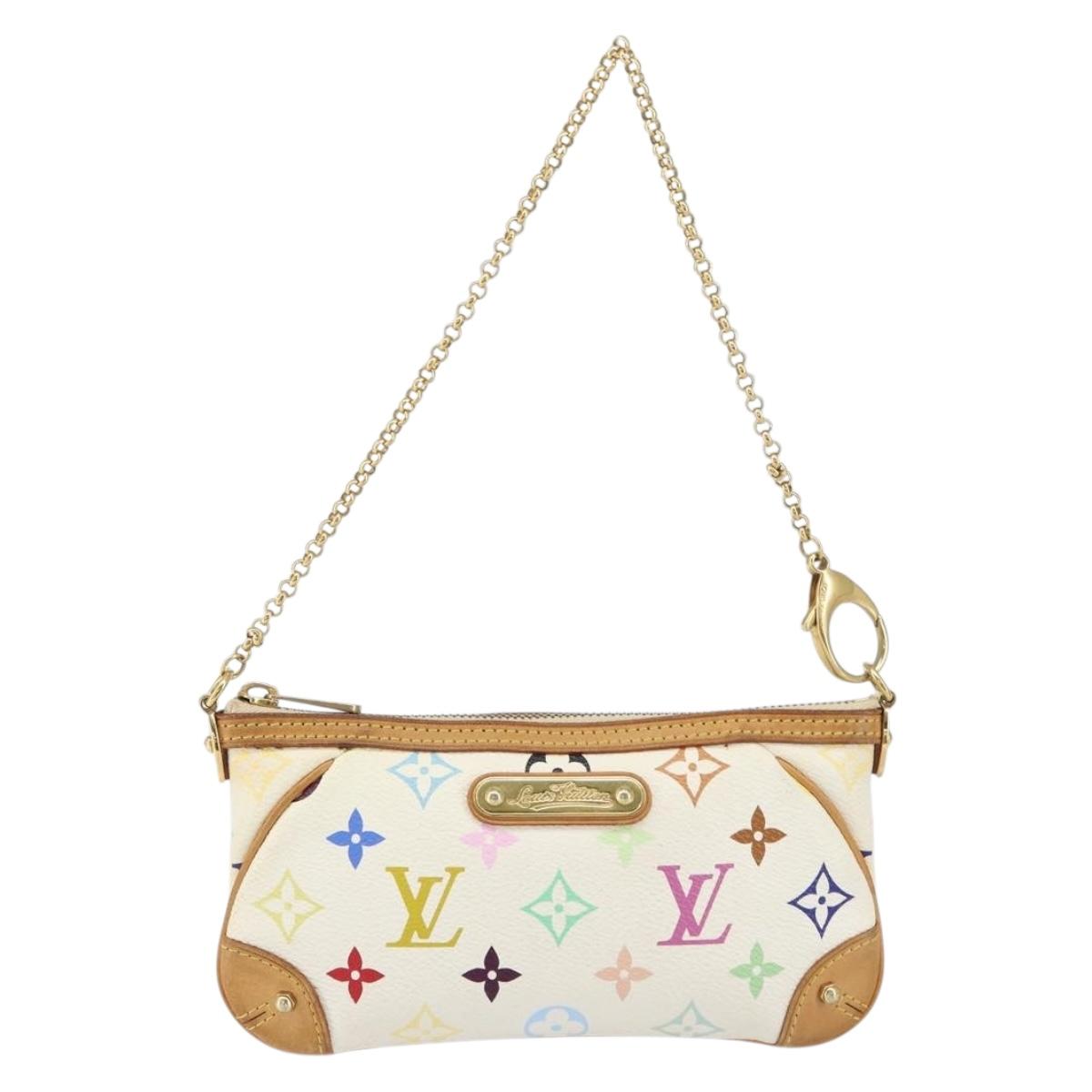 LOUIS VUITTON Multicolor Pochette Mira MM Pouch White M60096 LV Auth ka797SAV
