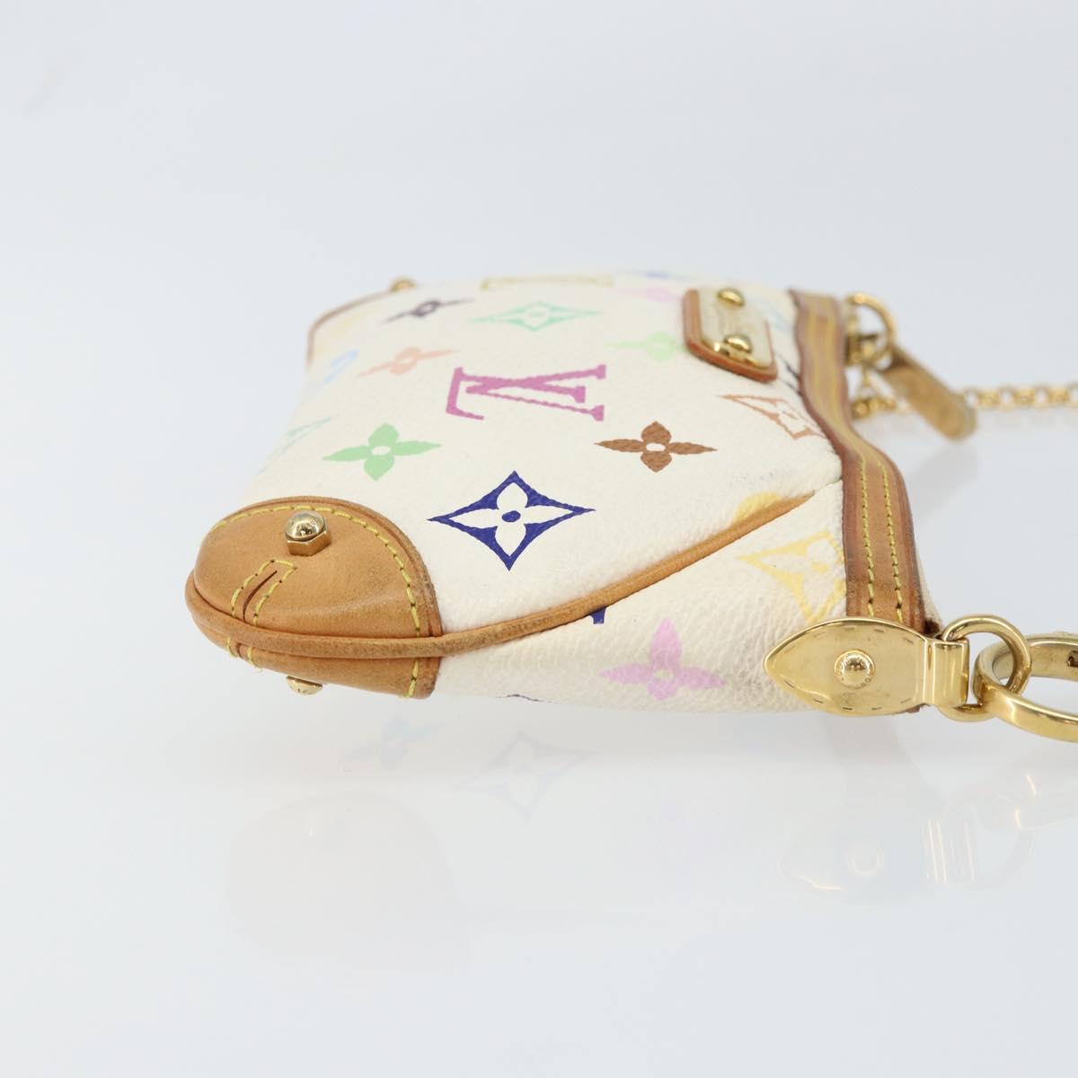LOUIS VUITTON Multicolor Pochette Mira MM Pouch White M60096 LV Auth ka797SAV