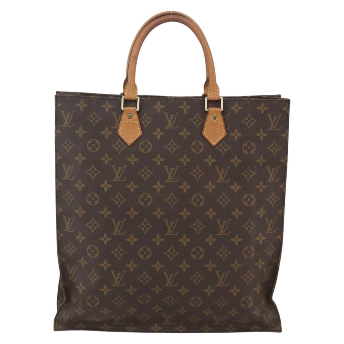 LOUIS VUITTON Monogram Sac Plat Hand Bag M51140 LV Auth ka802