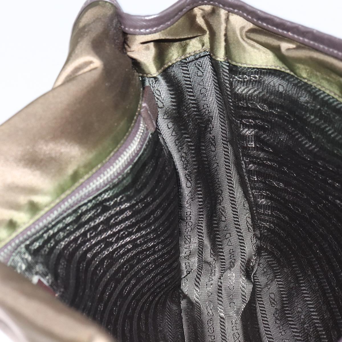 PRADA Shoulder Bag Nylon Khaki Silver Auth ka810