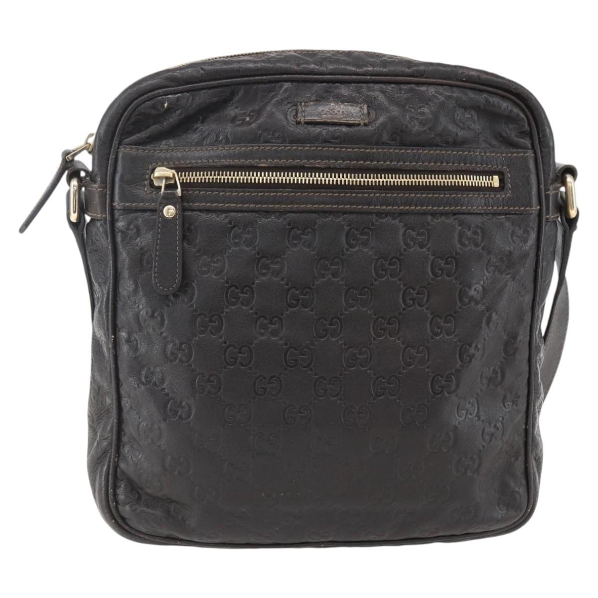 GUCCI Guccissima GG Canvas Shoulder Bag Leather Brown Gold 201448 Auth ka814