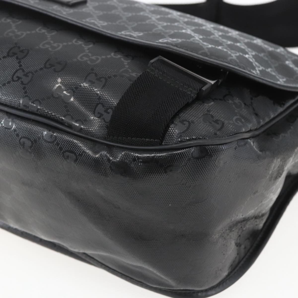 GUCCI GG implementation Bag Coated Canvas Black Silver 201725 Auth ka831