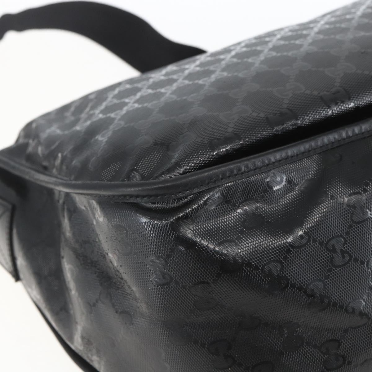 GUCCI GG implementation Bag Coated Canvas Black Silver 201725 Auth ka831