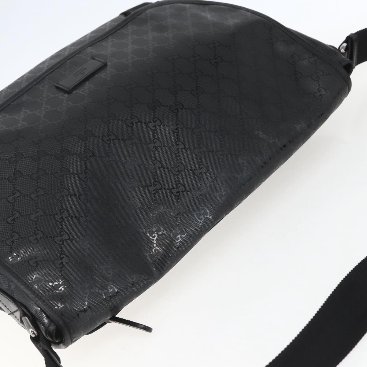 GUCCI GG implementation Bag Coated Canvas Black Silver 201725 Auth ka831