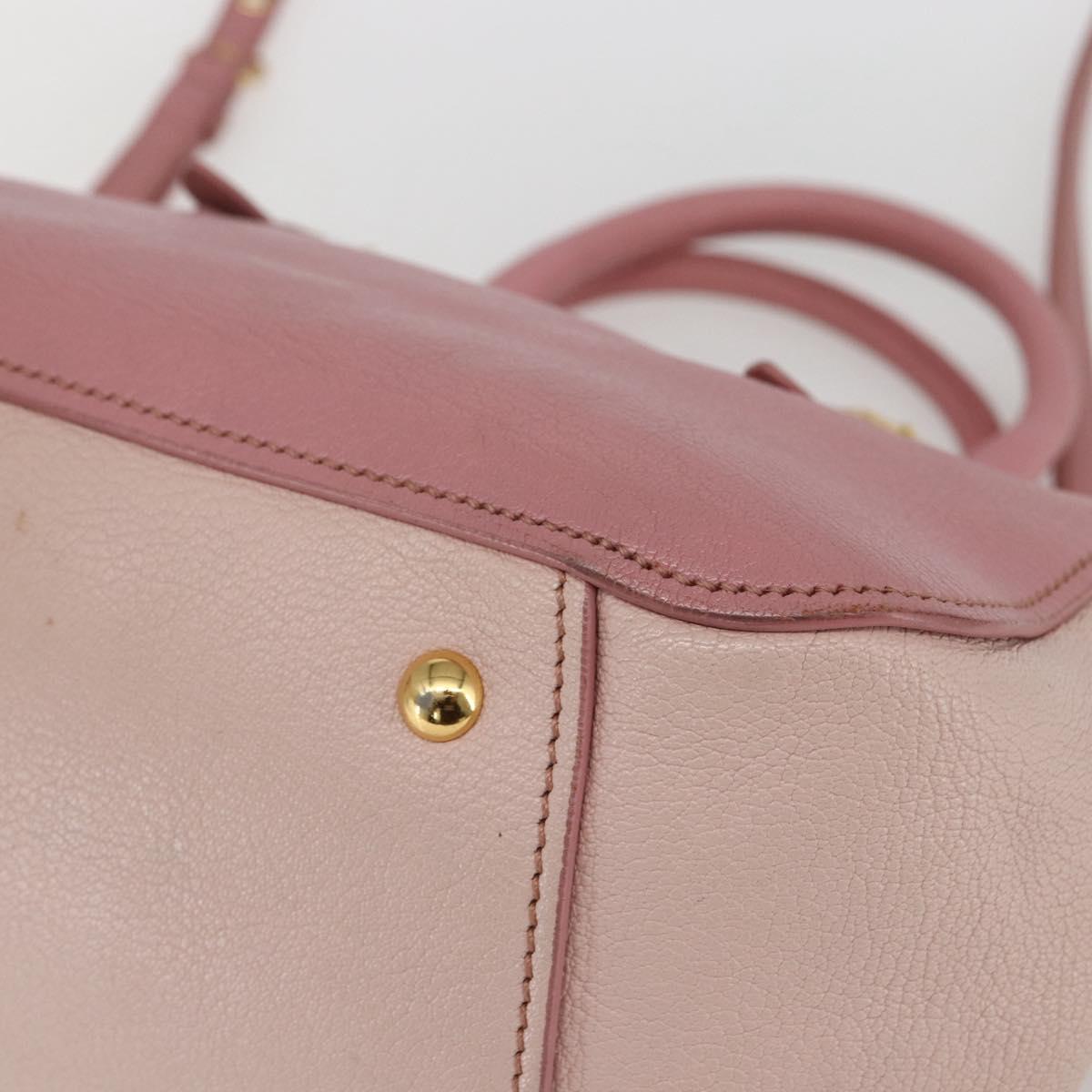 Miu Miu Hand Bag Leather 2way Pink Gold Auth ka838