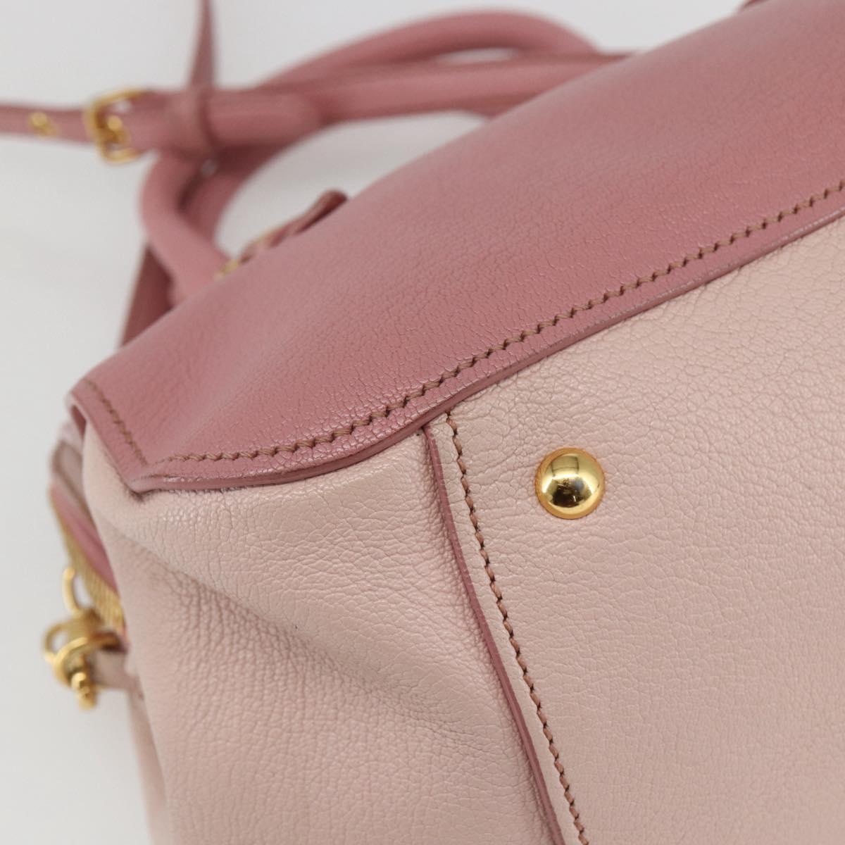 Miu Miu Hand Bag Leather 2way Pink Gold Auth ka838