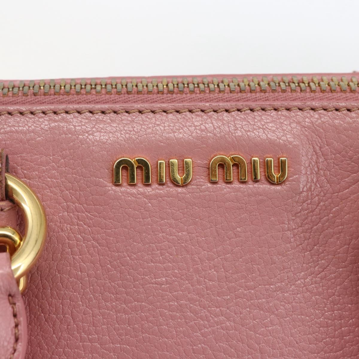 Miu Miu Hand Bag Leather 2way Pink Gold Auth ka838