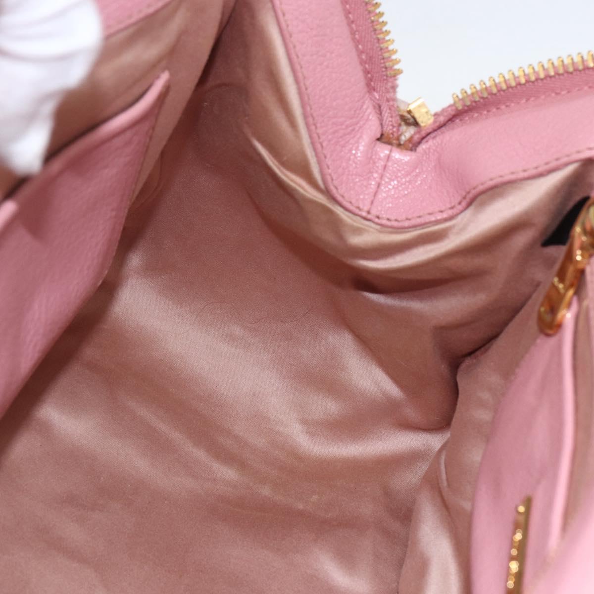 Miu Miu Hand Bag Leather 2way Pink Gold Auth ka838