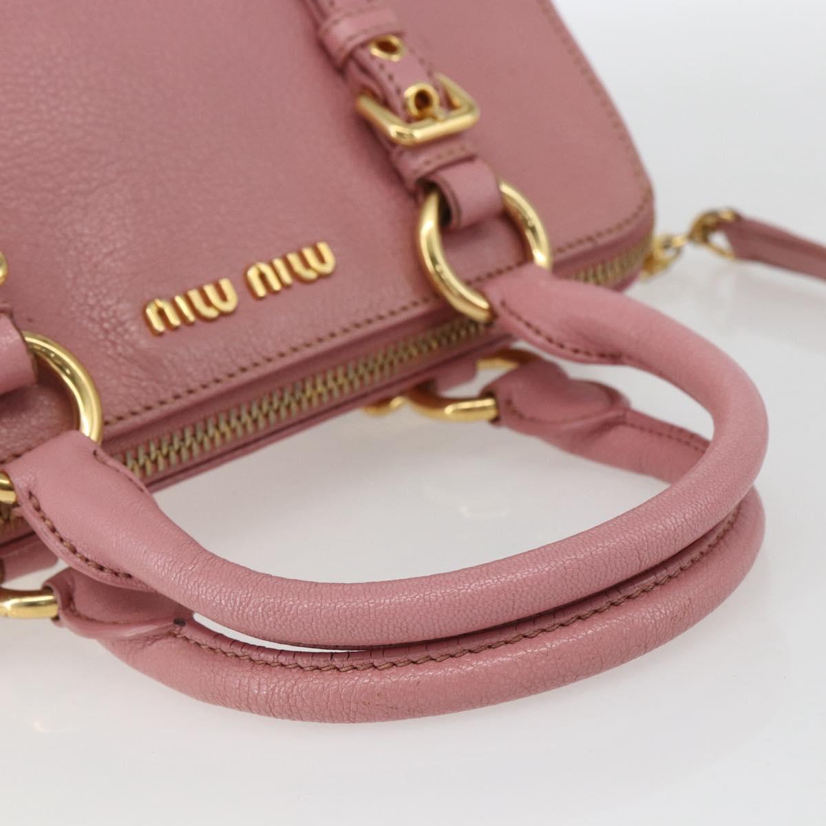 Miu Miu Hand Bag Leather 2way Pink Gold Auth ka838