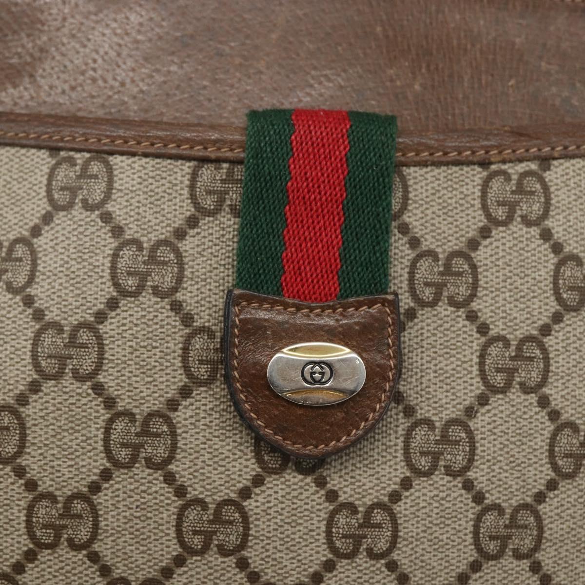 GUCCI GG Supreme Web Sherry Line Bag PVC Beige Gold 904 02 026 Auth ka846