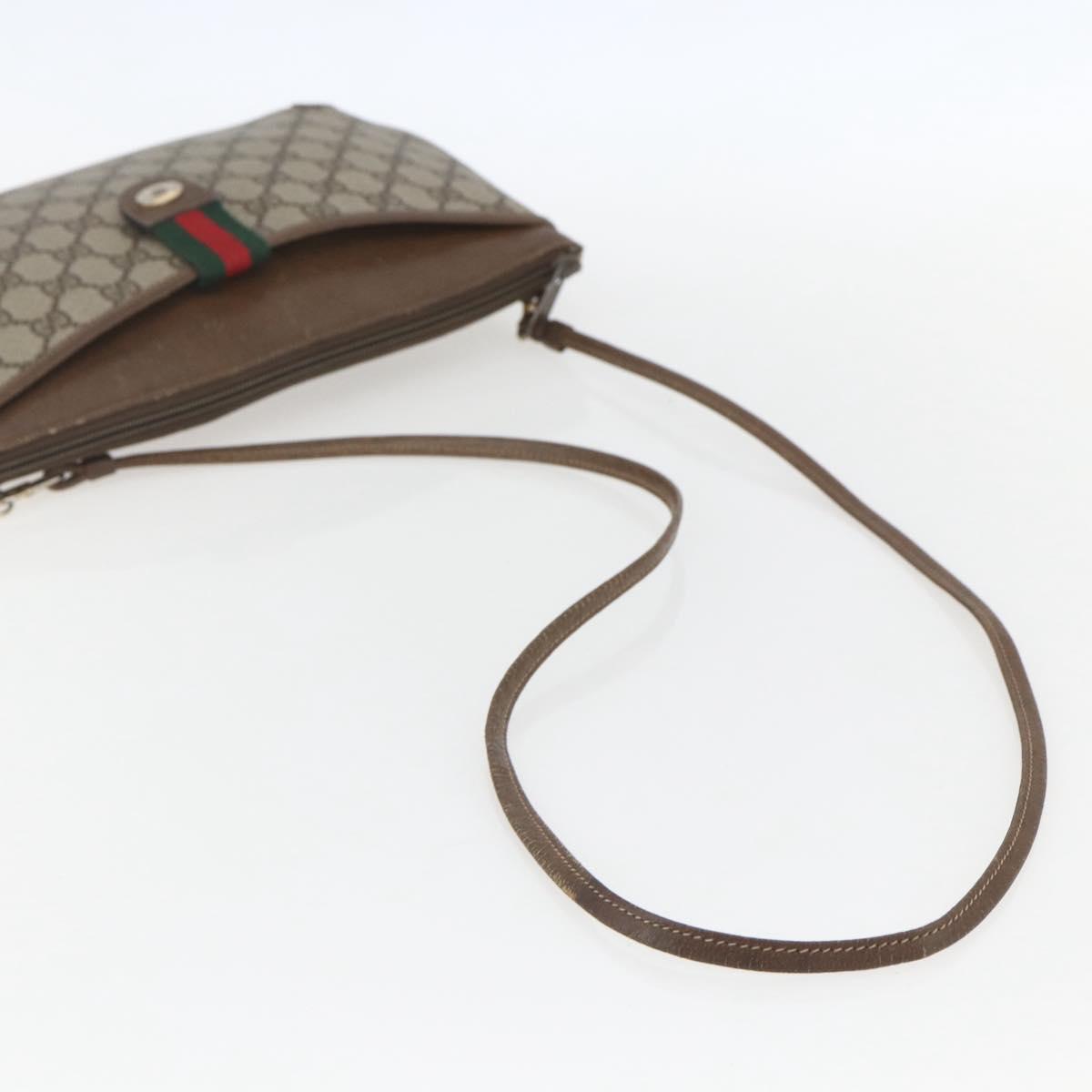 GUCCI GG Supreme Web Sherry Line Bag PVC Beige Gold 904 02 026 Auth ka846