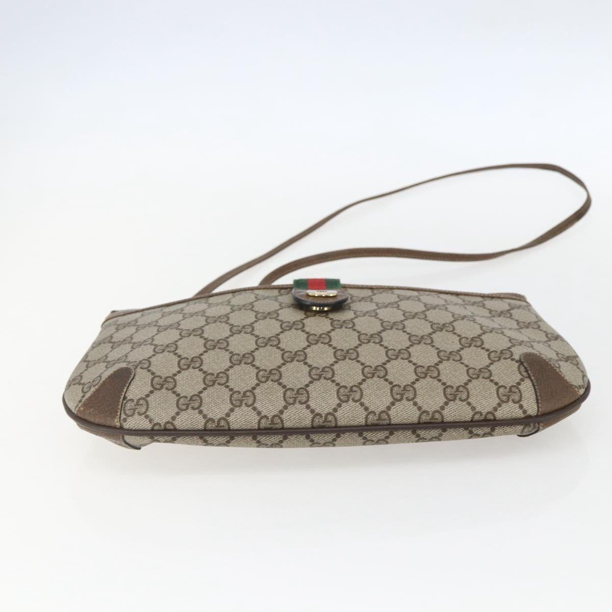 GUCCI GG Supreme Web Sherry Line Bag PVC Beige Gold 904 02 026 Auth ka846