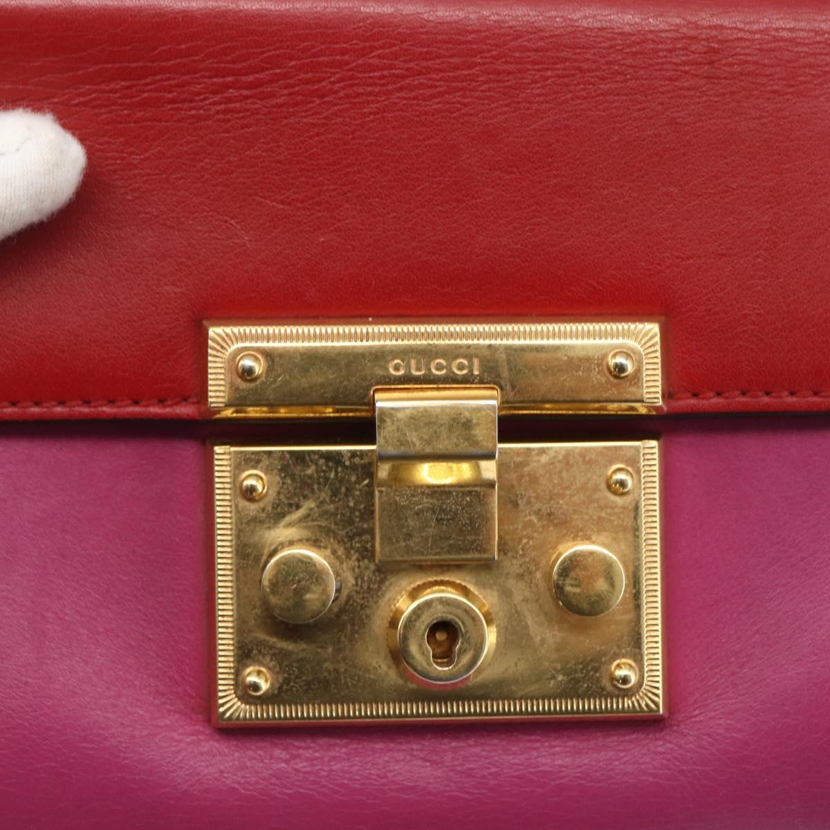 GUCCI Shoulder Bag Leather Red Gold 409487 Auth ka847