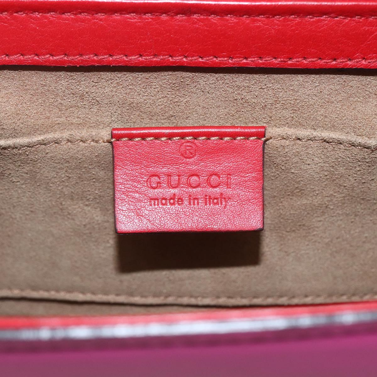 GUCCI Shoulder Bag Leather Red Gold 409487 Auth ka847