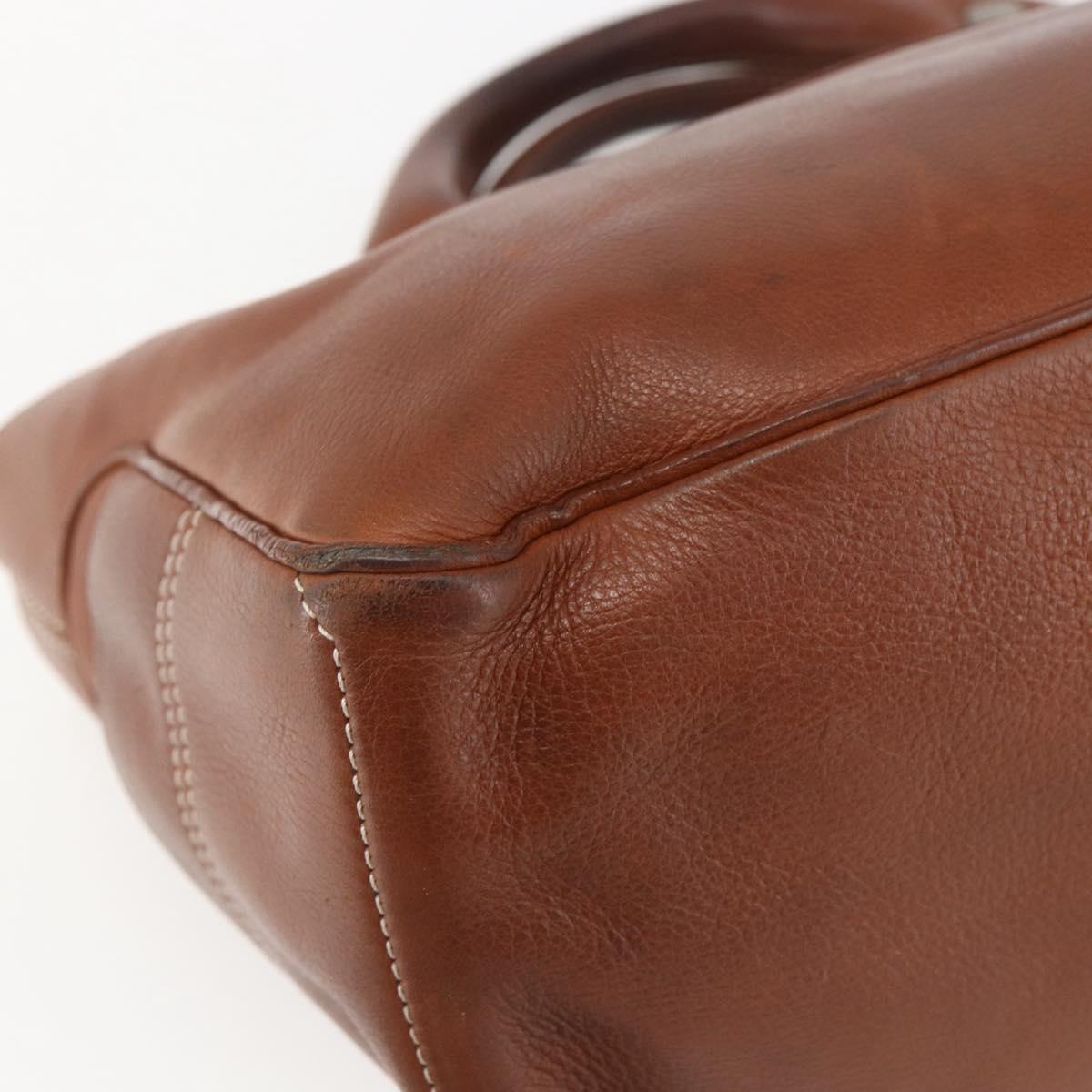 CELINE Boogie bag Hand Bag Leather Brown Silver Auth ka853