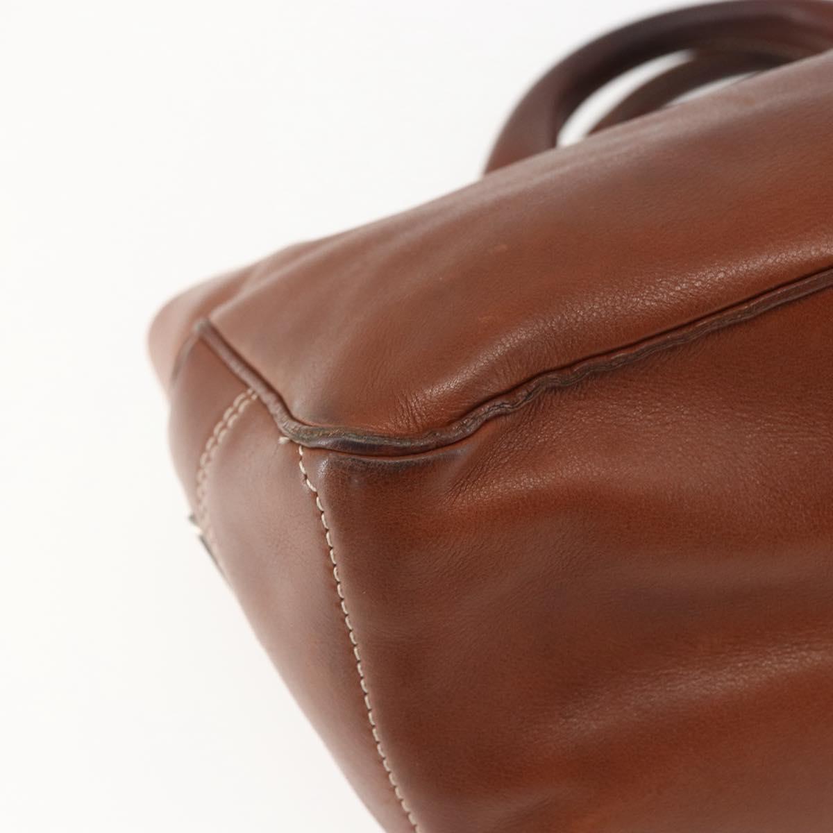 CELINE Boogie bag Hand Bag Leather Brown Silver Auth ka853